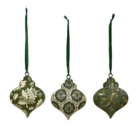 Floral Onion Christmas Bauble, Green