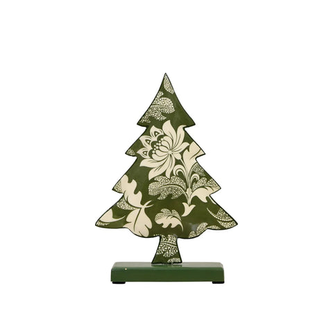 Green Floral Tin Christmas Tree, Small