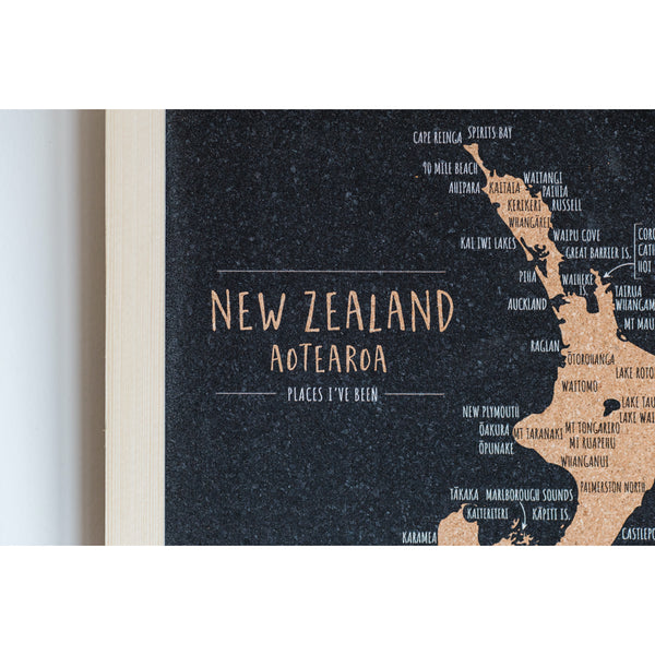 New Zealand Pin Cork Map, A4