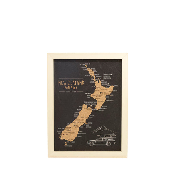 New Zealand Pin Cork Map, A4