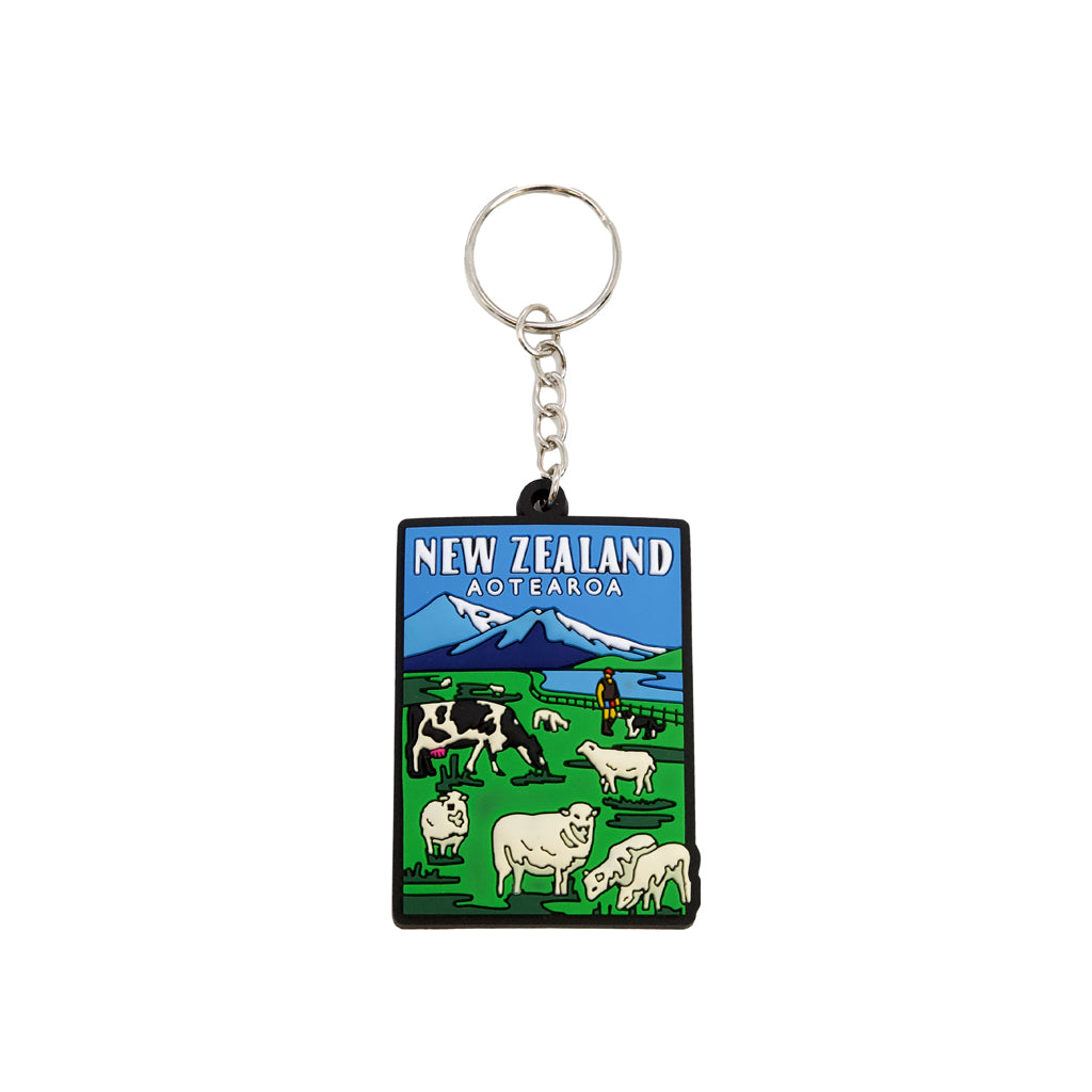 Silicone New Zealand Farmland Keyring