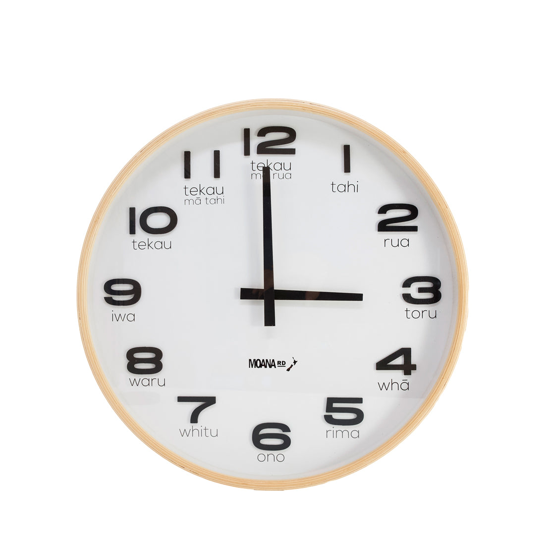 Moana Road - Large Te Reo Maori Clock, White – The White Room Gallery