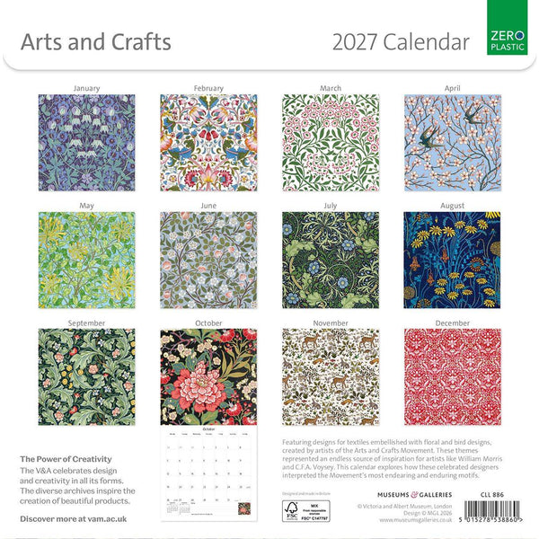 Arts & Crafts Wall Calendar 2027