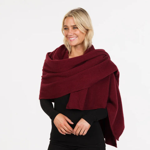 Possum Merino Travel Wrap, Cherry