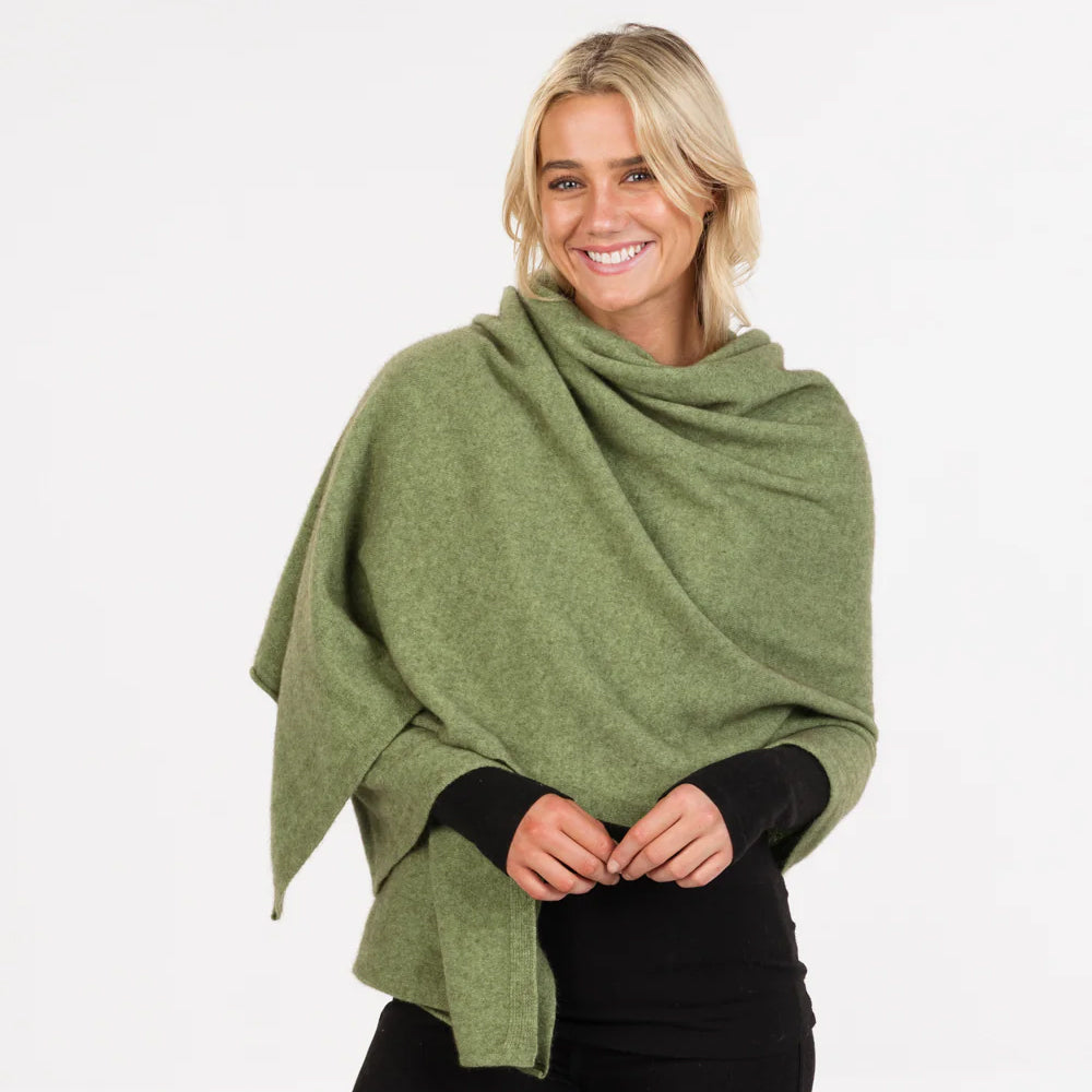 Possum Merino Travel Wrap, Pistachio