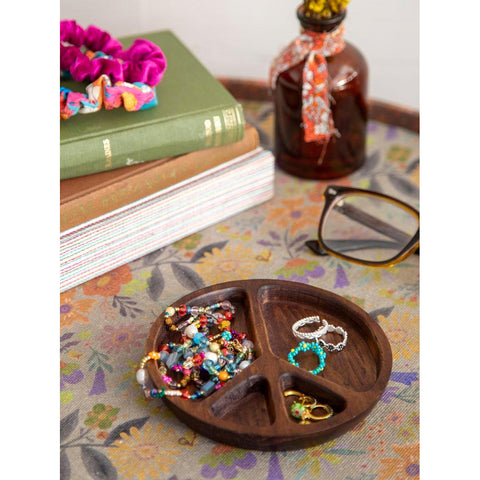 Wooden Peace Sign Trinket Dish