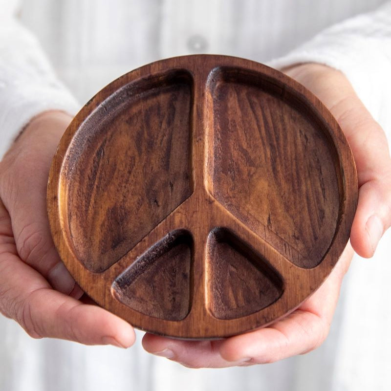 Wooden Peace Sign Trinket Dish