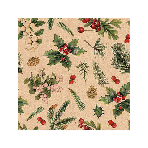 Lunch Paper Napkin Winter Greenery