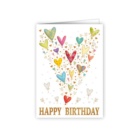 Happy Birthday Heart Balloons - Mini Greeting Tag