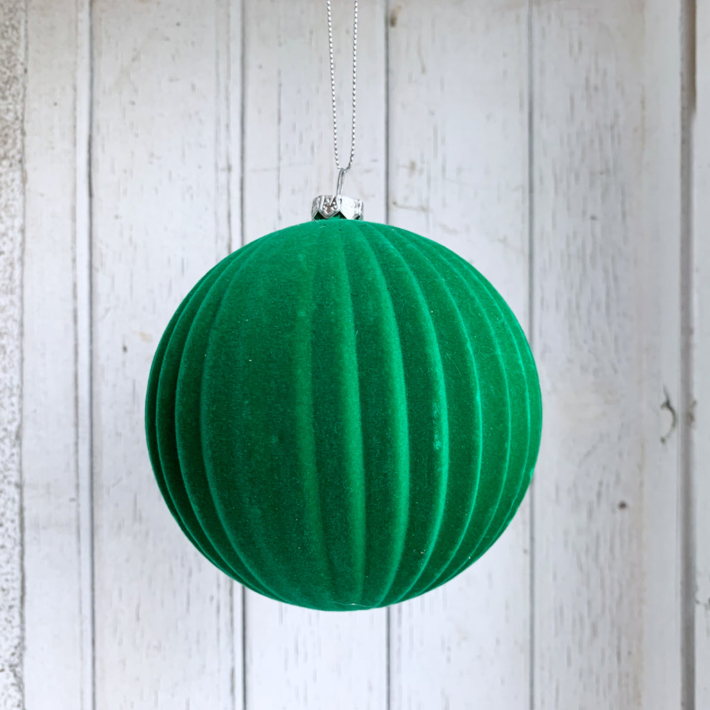 Green Flocked Christmas Bauble