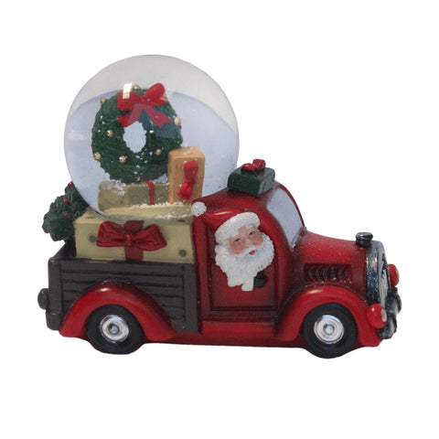 Santa Driving Truck Snowglobe