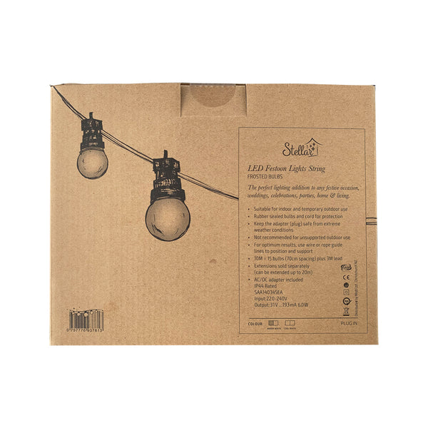 LED Festoon Lights String 10m Warm White