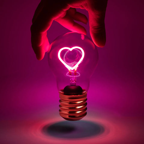 Lightbulb Lamp, Pink Heart