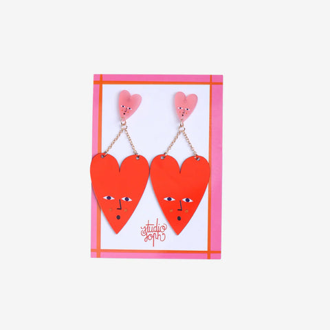 Big Heart Drops Earrings