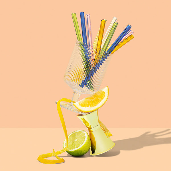 Cocktail Glass Straw Set, Multi-Colour