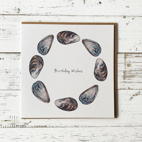 Birthday Wishes Mussel Shells - Greeting Card