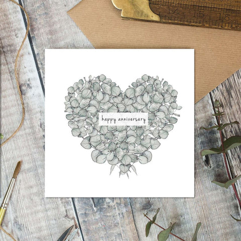 Eucalyptus Heart Anniversary - Greeting Card