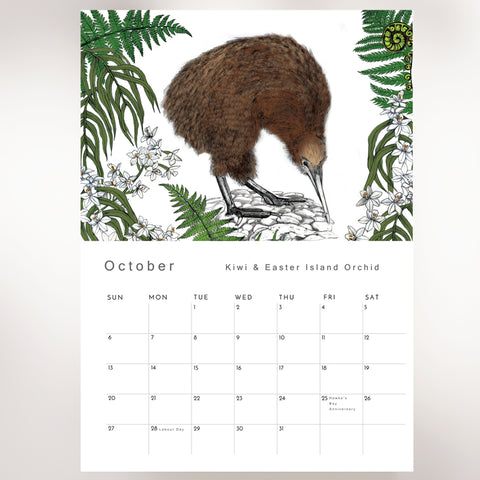 Jade Ell NZ Native Bird & Flora Calendar 2024