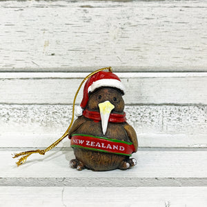 Kiwi with New Zealand Sash Christmas Decoration, Red