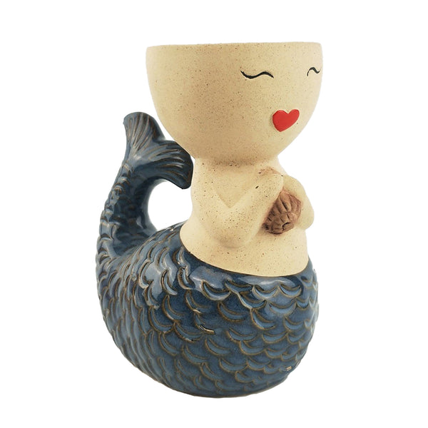 Mermaid Planter Blue 15cm