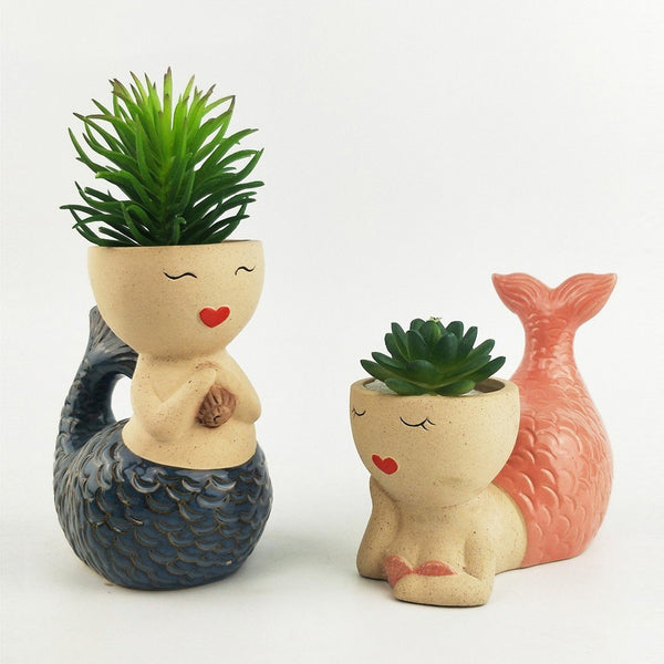 Mermaid Planter Pink 14cm