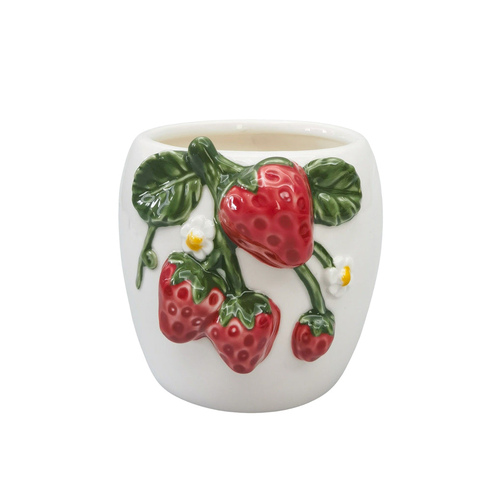 Strawberry Planter White & Red 12cm