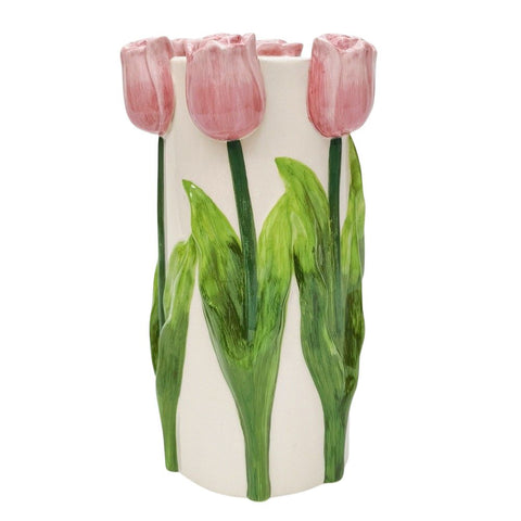 Tulip Vase Pink & White