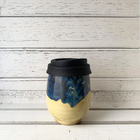 Washout Mid-Blue Ceramic Takeaway Cup