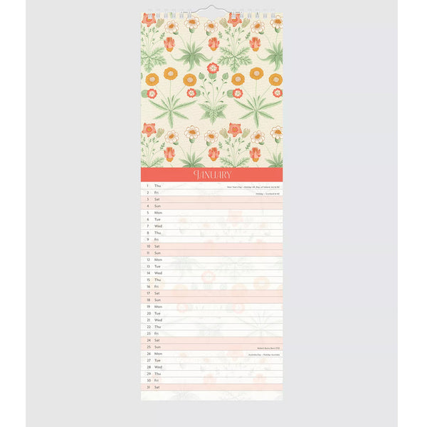 William Morris Wallpaper Slim Wall Calendar 2026