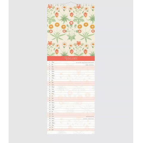William Morris Wallpaper Slim Wall Calendar 2026