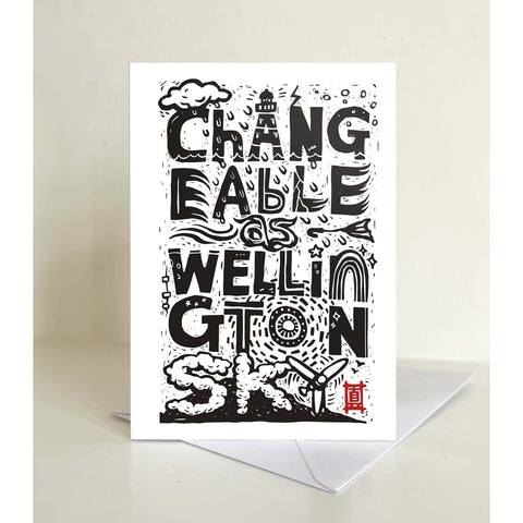 Changeable as Wellington Sky, Lettering - Greeting Card