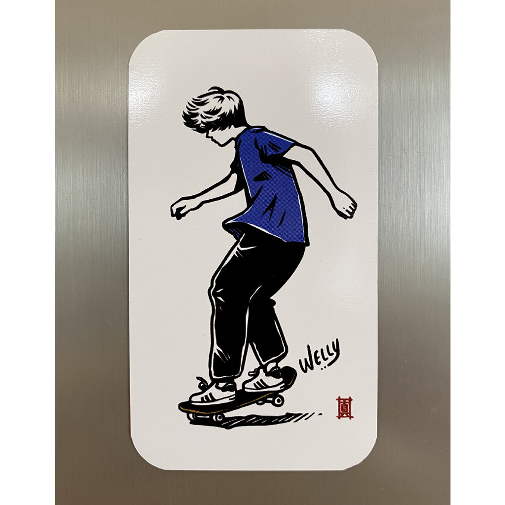 Windy Welly Boy Skateboard Magnet Large