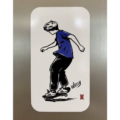 Windy Welly Boy Skateboard Magnet Large