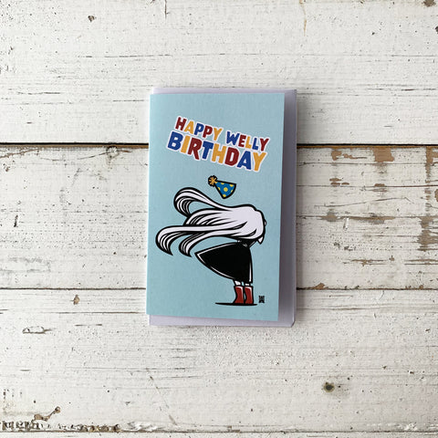 Happy Welly Birthday - Mini Greeting Card
