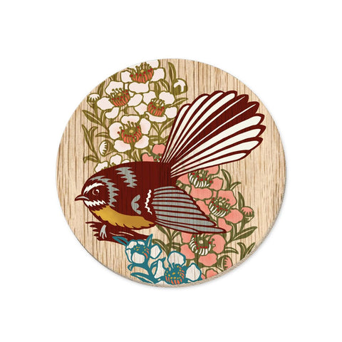 NZ Screenprint Coaster, Fantail