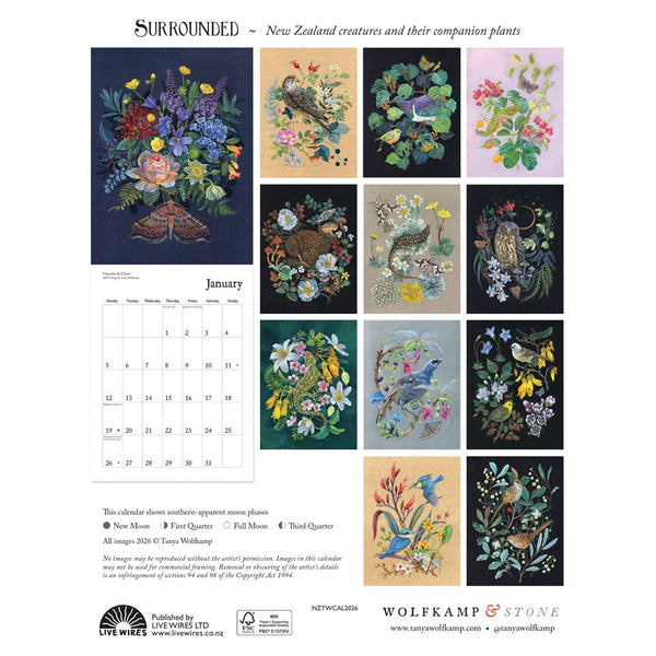 Wolfkamp & Stone 'Surrounded' Wall Calendar 2026