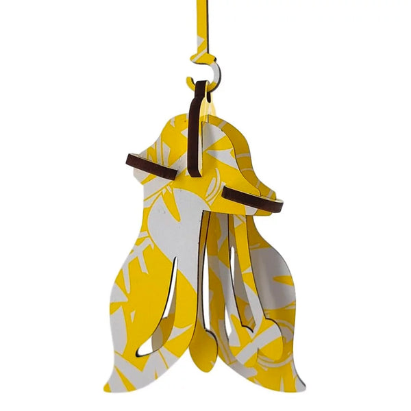 Assembled Abstract Design Yellow Floral Kowhai Christmas Decoration.