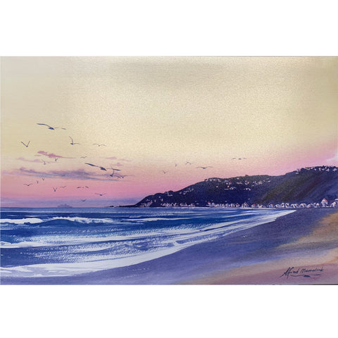 Dusk, Lyall Bay, Wellington A4 Print