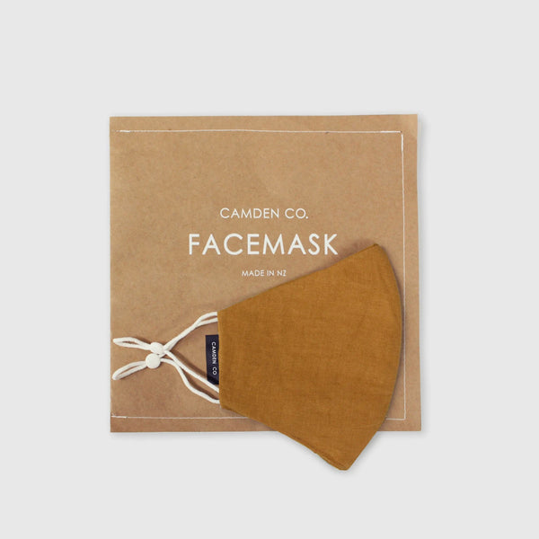 Camden Co Terracotta Linen Face Mask.