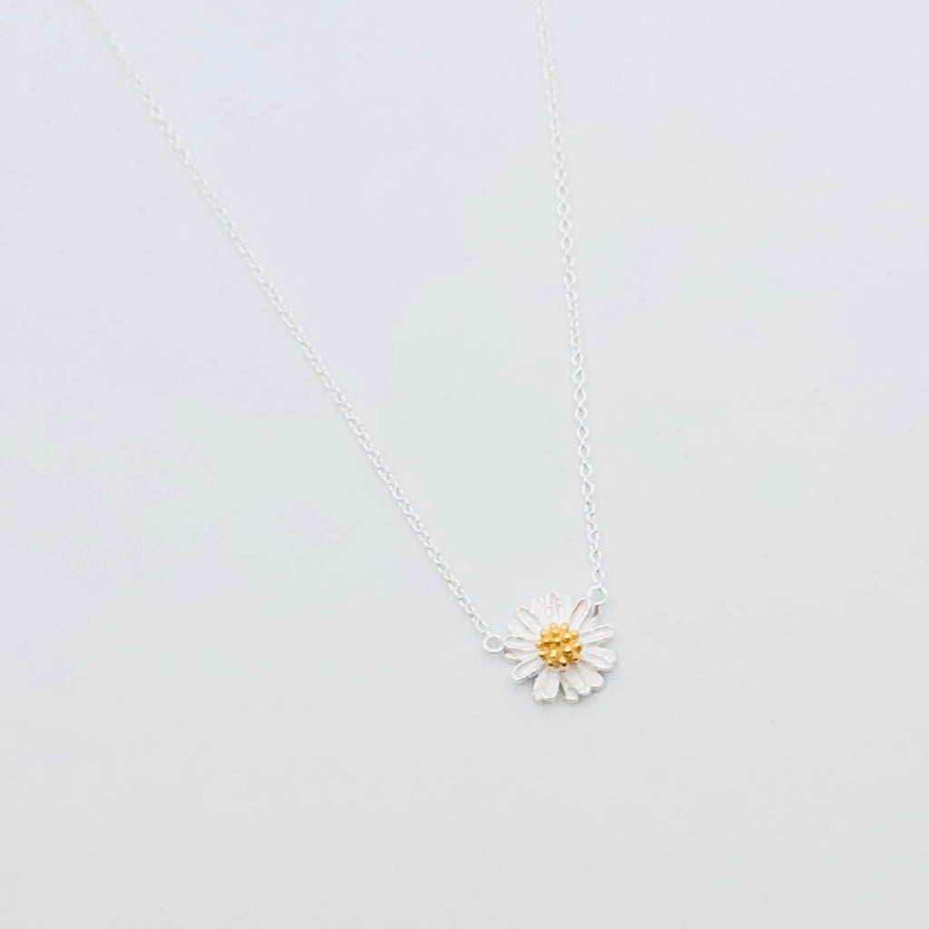 Chamomile Necklace with Gold Plated Centre Sterling Silver