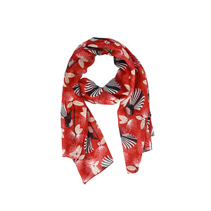 Flirting Fantails Red Scarf