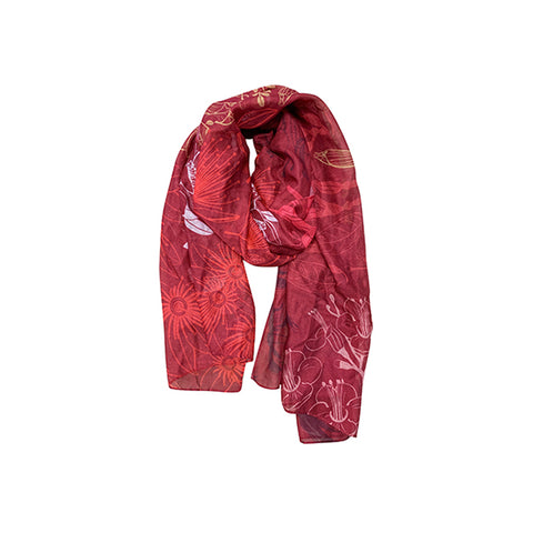 Flora Fusion Red Scarf