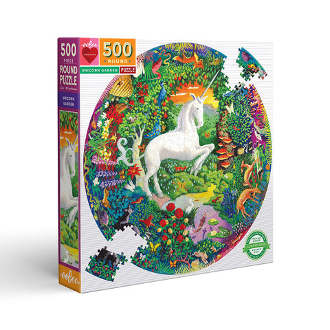 Unicorn Garden 500 Piece Round Jigsaw Puzzle