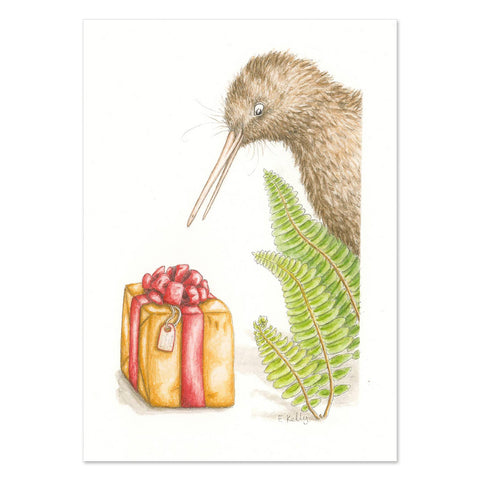 Emily Kelly Riwi Kiwi & Present Greeting Card.