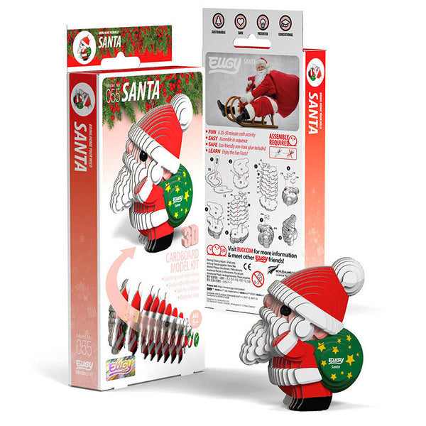 Packaging and instructions for Santa Christmas 3D Model Kit from Eugy.