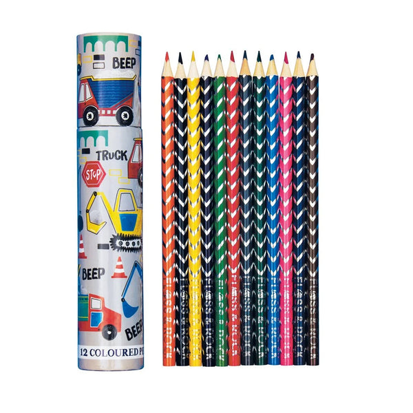 Floss & Rock Construction 12 Pencil Colouring Set and Tube.