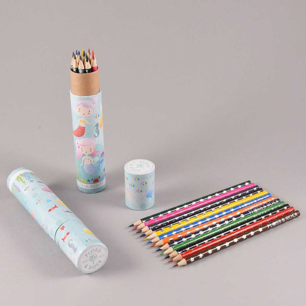 Floss & Rock Mermaid 12 Pencil Colouring Set and Tube.