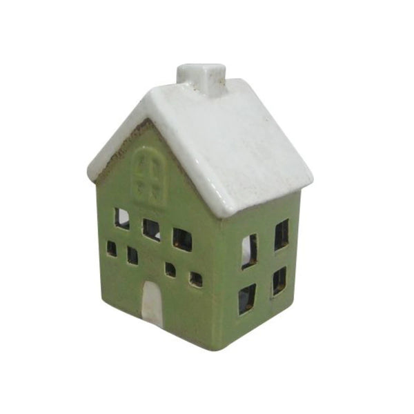 French Country Green & White Alsace Tea Light Villa.