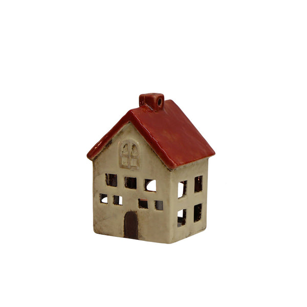 French Country Red & White Alsace Tea Light Villa.
