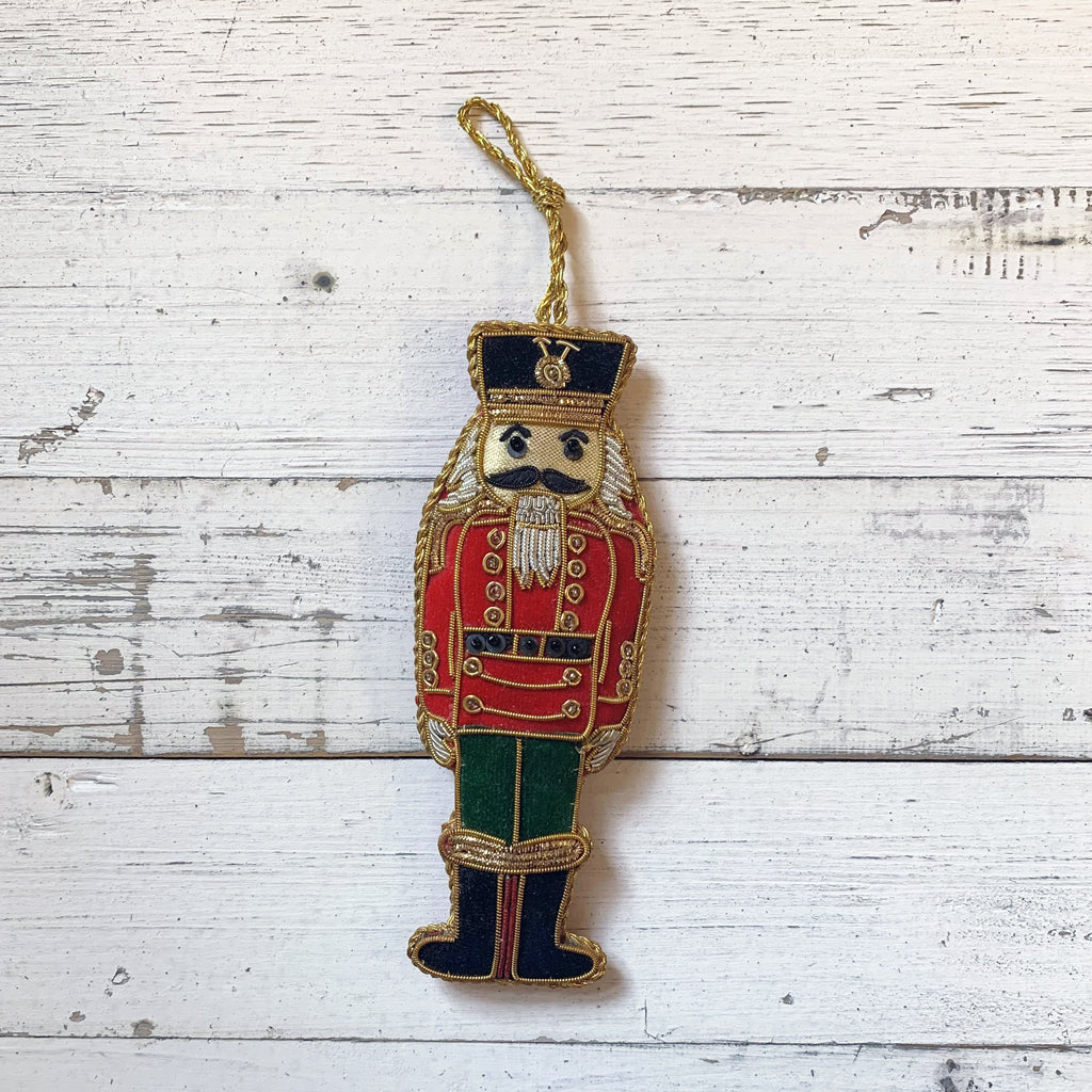 Embroidered Velvet Nutcracker Christmas Decoration